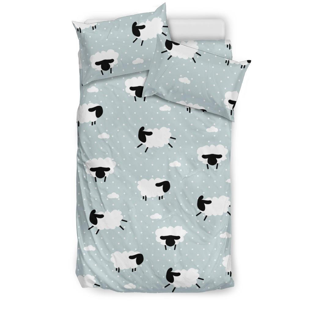Sheep Polka Dot Cloud Pattern Bedding Comforter Set
