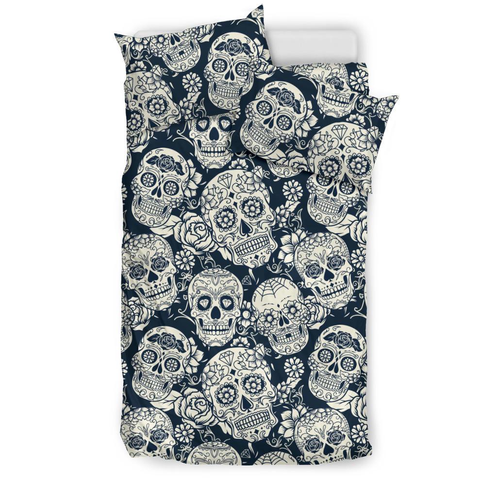 Sugar Skull Black White Pattern Bedding Comforter Set