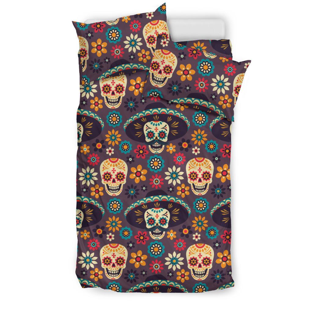 Sugar Skulls Flower Maxican Pattern Bedding Comforter Set