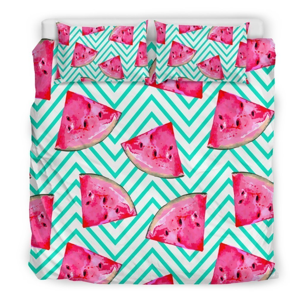 Teal Chevron Watermelon Pattern Bedding Comforter Set For Bedroom