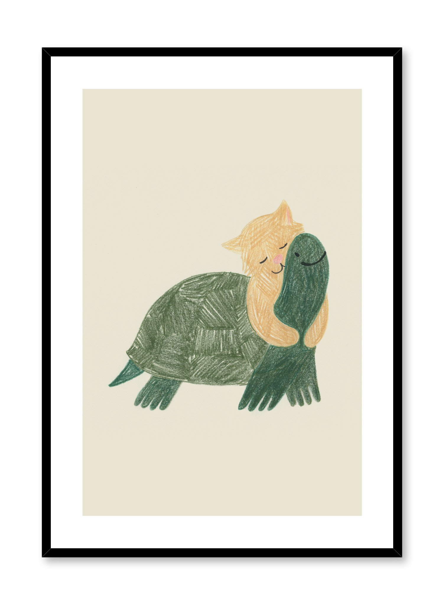 The Tortoise And The Cat Poster Prints Wall Art Gift For Home Decoration 12x18 16x24 20x30 24x36 Inches