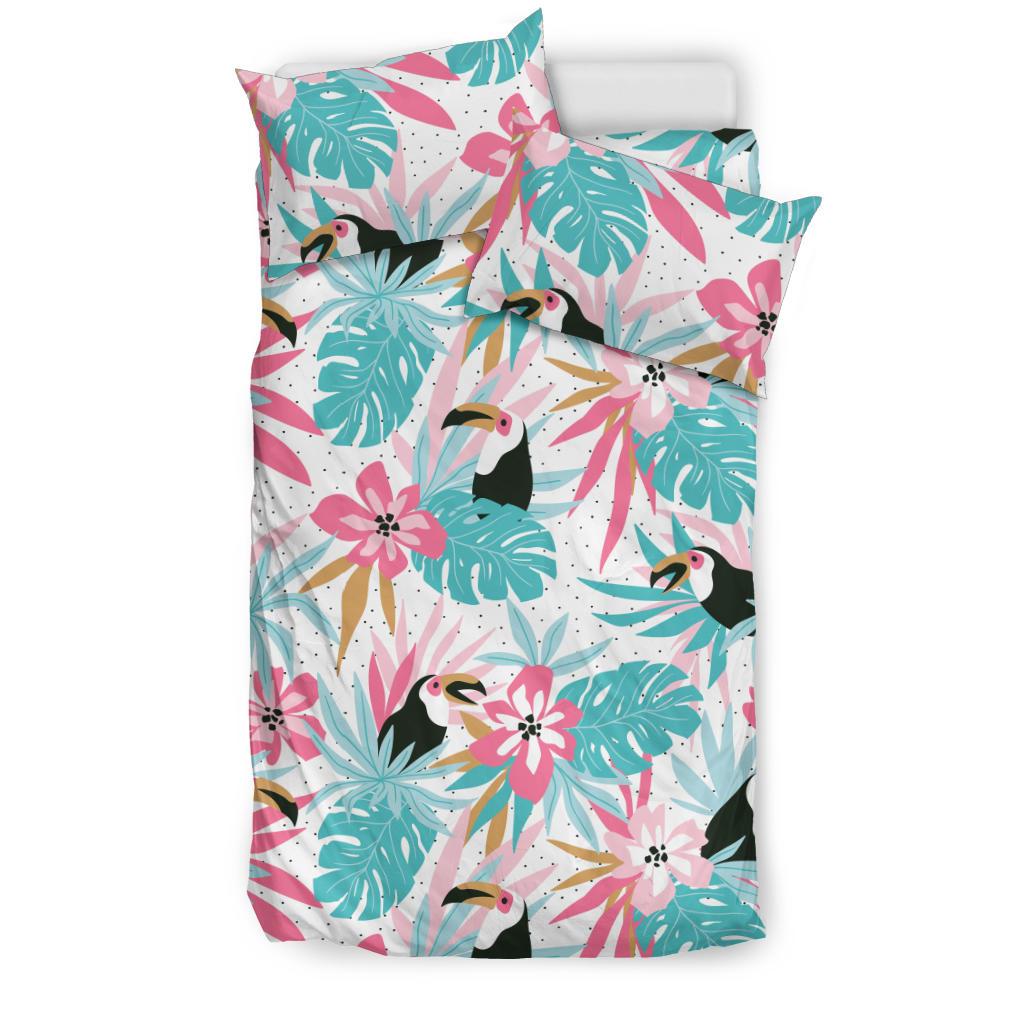 Toucan Tropical Flower Leave Pattern Bedding Comforter Set