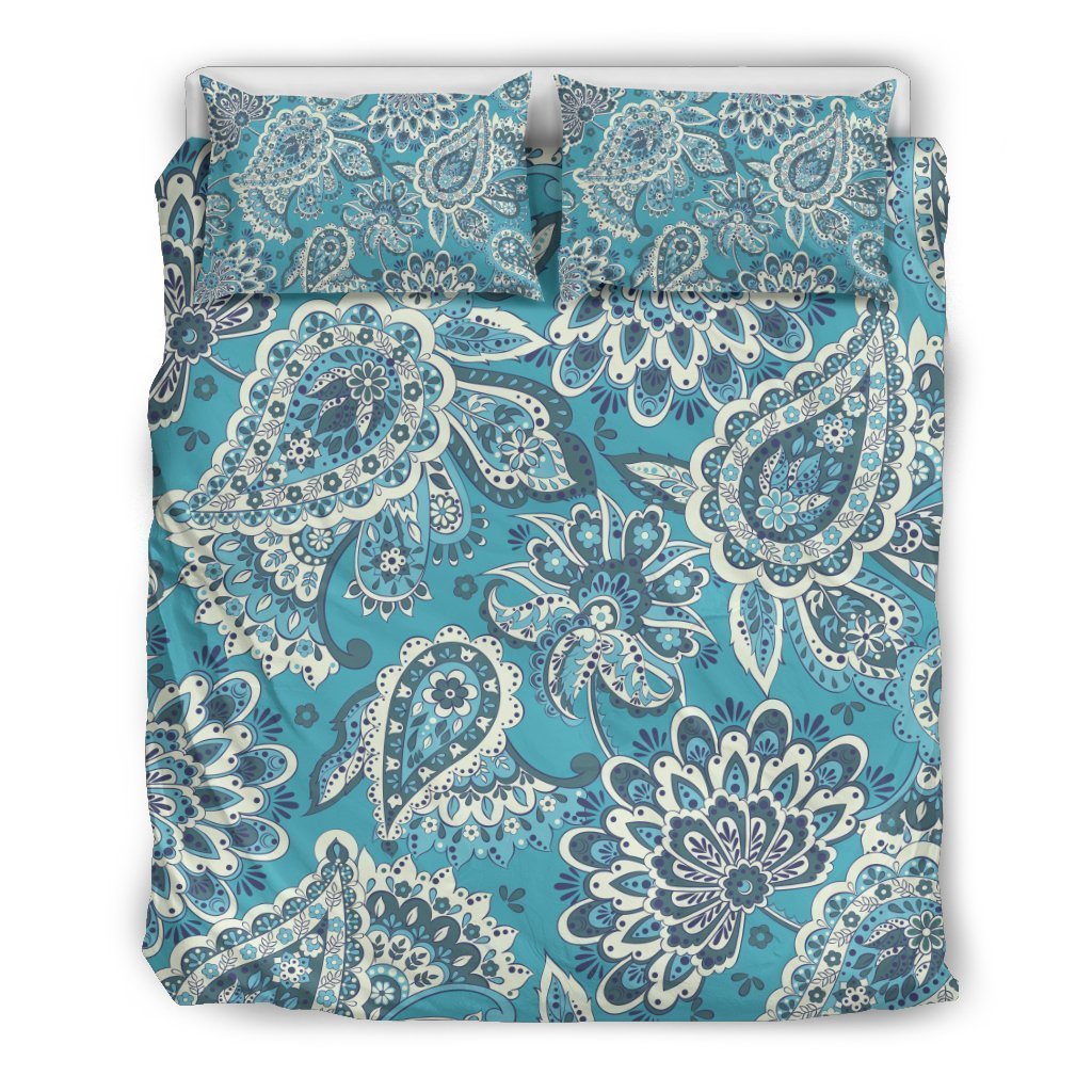 Turquoise Floral Bohemian Pattern Bedding Comforter Set For Bedroom