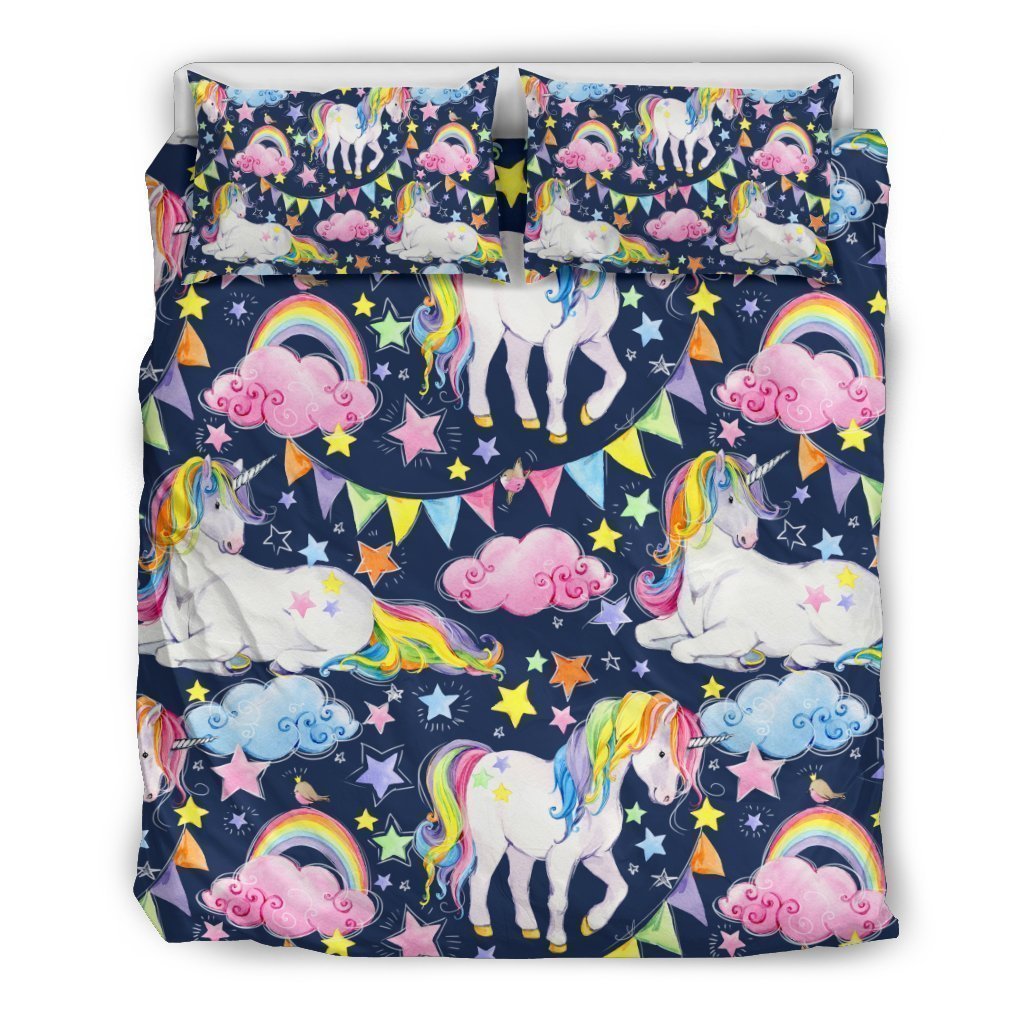 Unicorn Night Festival Pattern Bedding Comforter Set For Bedroom
