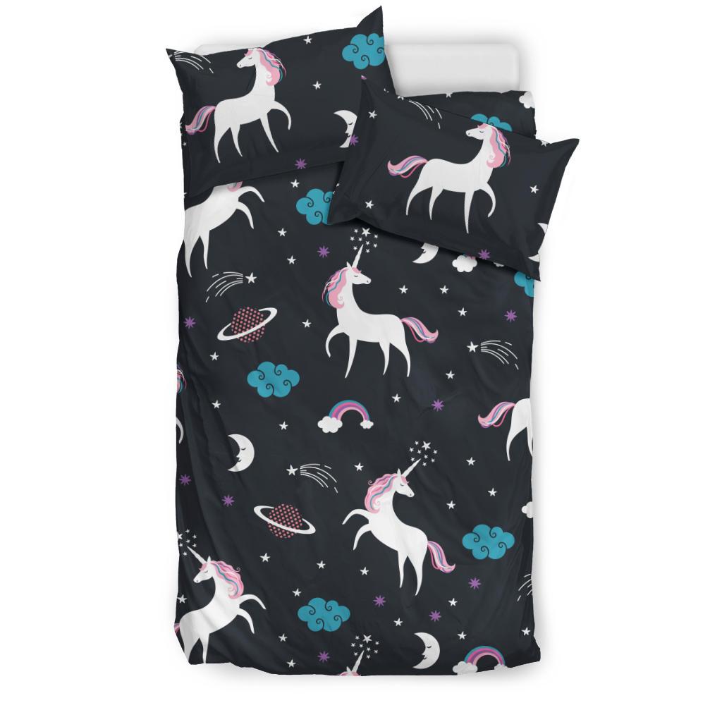 Unicorn Rainbows Moon Clound Star Pattern Bedding Comforter Set