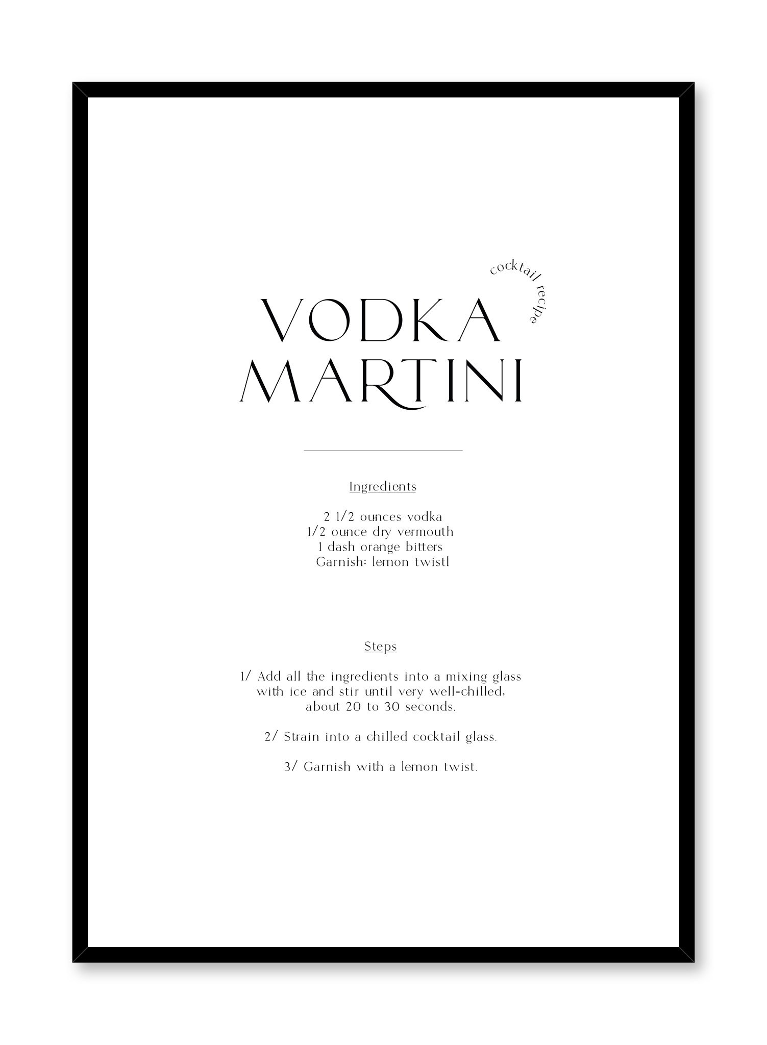 Vodka Martini Poster Prints Wall Art Gift For Home Decoration 12x18 16x24 20x30 24x36 Inches