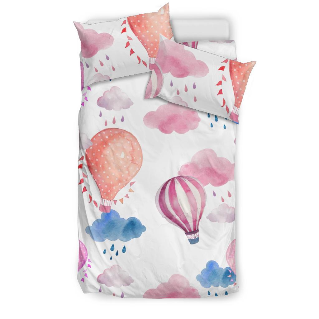 Watercolor Air Balloon Cloud Pattern Bedding Comforter Set