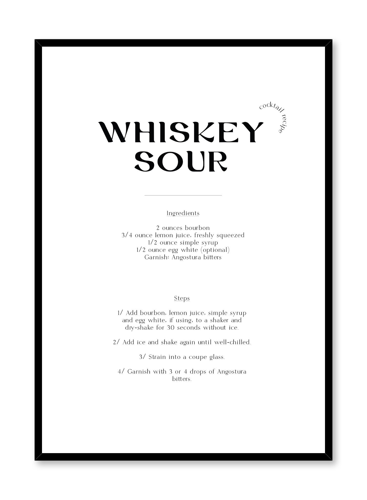Whiskey Sour Poster Prints Wall Art Gift For Home Decoration 12x18 16x24 20x30 24x36 Inches