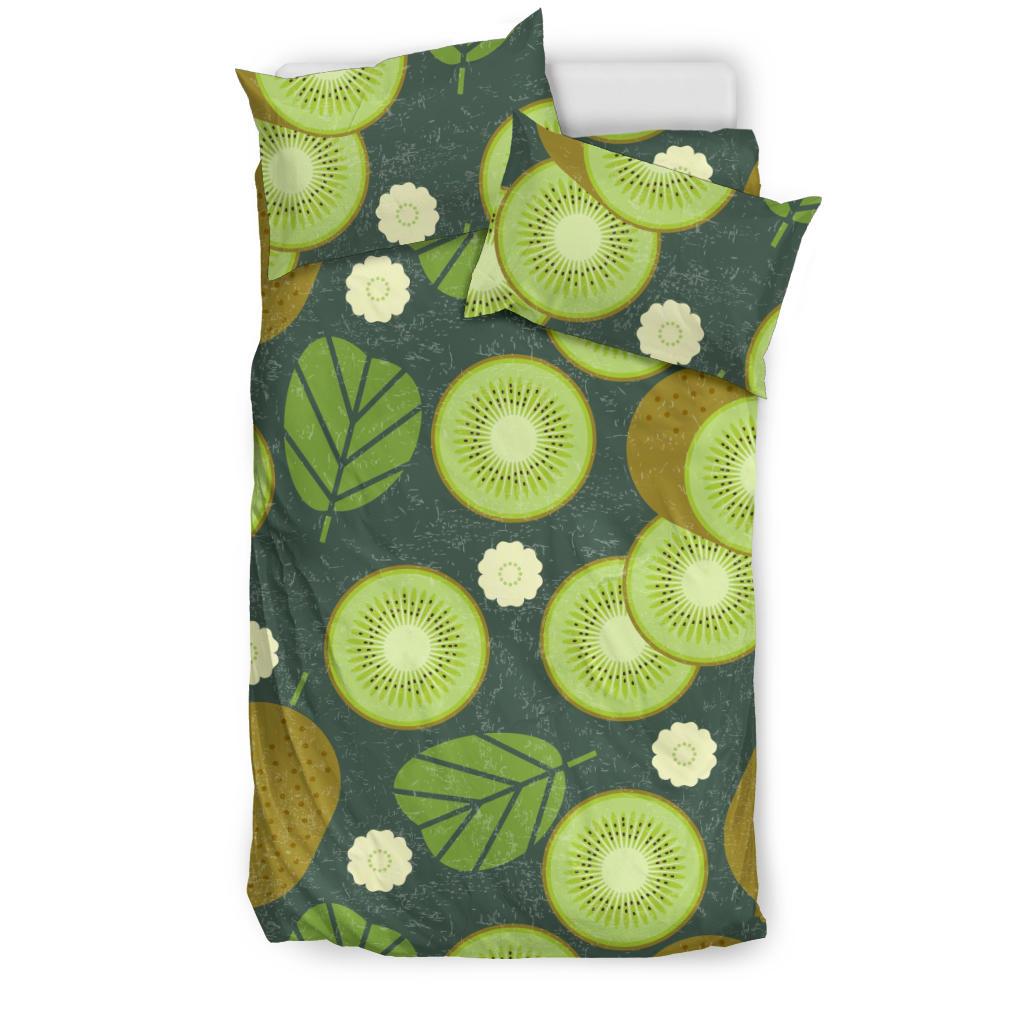 Whole Sliced Kiwi Leave And Flower Bedding Comforter Set
