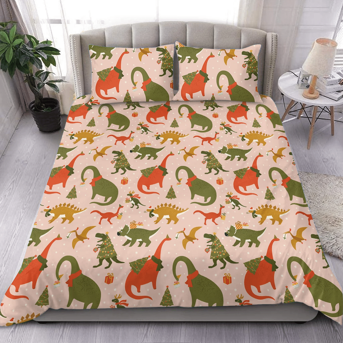 dinosaur christmas bedding