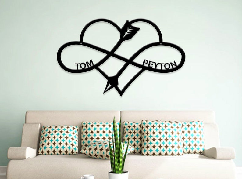Personalized Name Infinity Heart Steel Wall Decor Metal Sign Wall Art