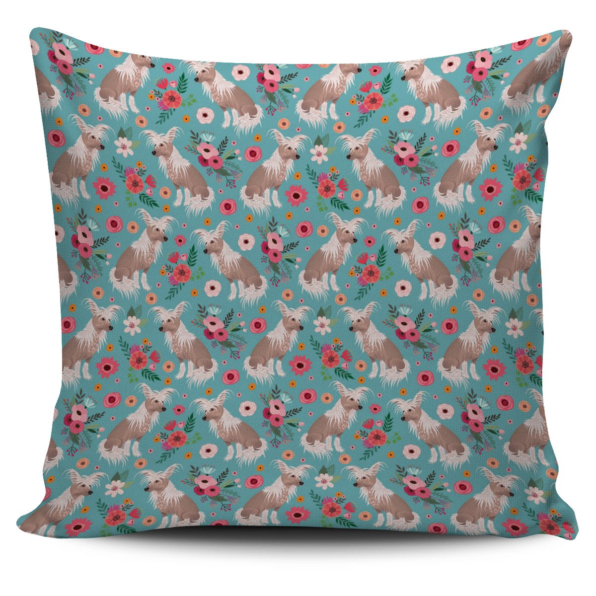 Chinese Crested Flower Pillow Cover Square Pillow Decorative Gift For Home Decoration 45x45cm