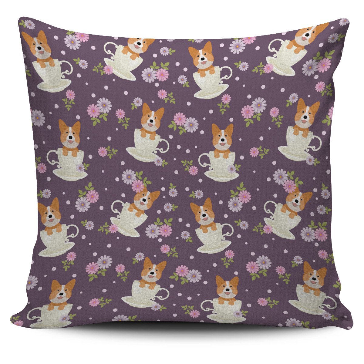 Corgi Cup Of Tea Pillow Cover Square Pillow Decorative Gift For Home Decoration 45x45cm
