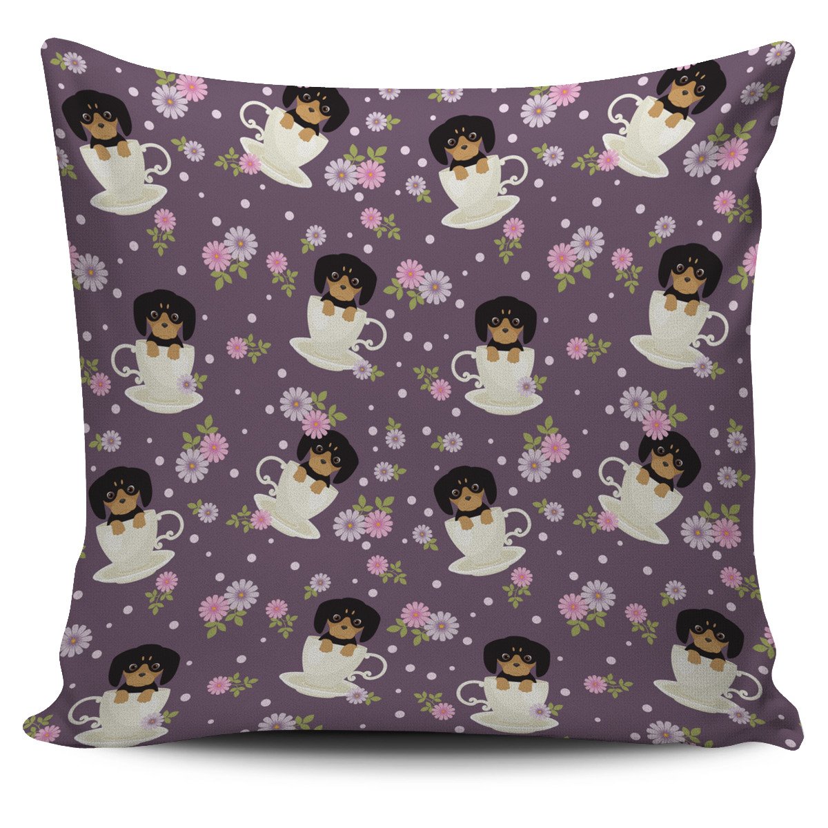 Dachshund Cup Of Tea Pillow Cover Square Pillow Decorative Gift For Home Decoration 45x45cm