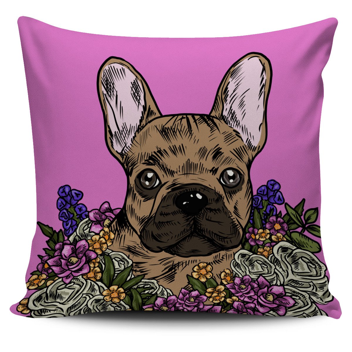 Illustrated French Bulldog Pillow Cover Square Pillow Decorative Gift For Home Decoration 45x45cm