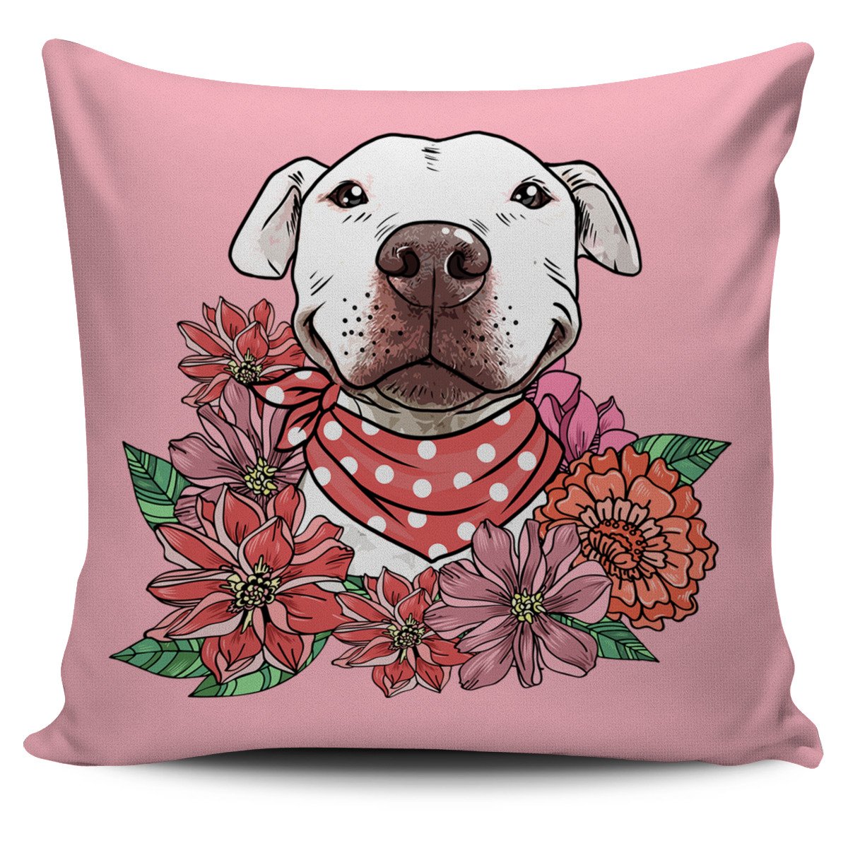 Illustrated Pit Bull Pillow Cover Square Pillow Decorative Gift For Home Decoration 45x45cm